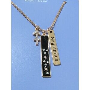 Claires Girl Zodiac Sign Astrological Symbol Necklace Sagittarius Gold Rhineston
